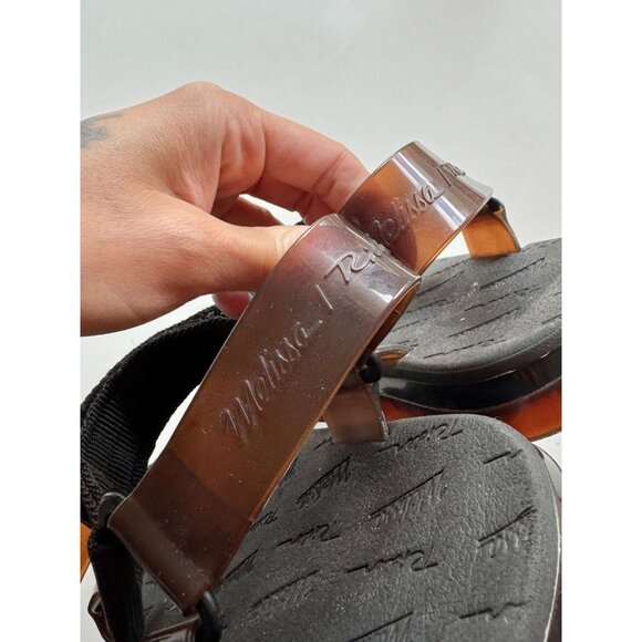 MELISSA x RIDER Papete Black Brown Rubber Webbed Dad Sandals, Size 9/38 - Picture 9 of 15